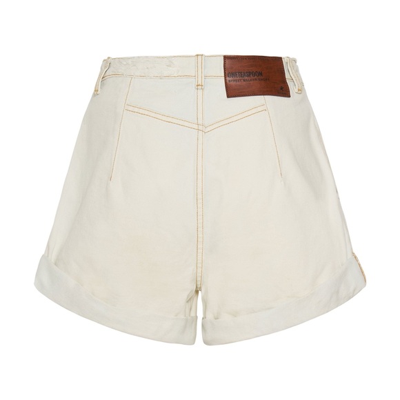 One Teaspoon Xanthe Streetwalkers High Waist 80’s Denim Shorts- Off White - Picture 7 of 15